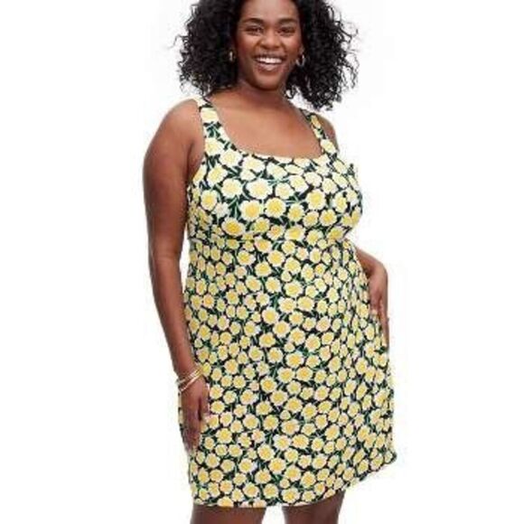 Diane Von Furstenburg Women’s Yellow Floral Sleeveless Tank SunDress Size 17 - Picture 1 of 6